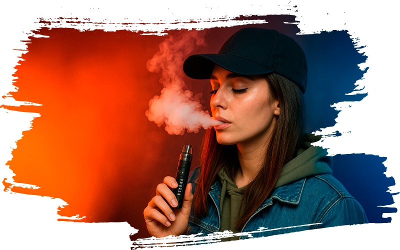 Eine Frau dampf mit dem ELFBAR ELFX PRO