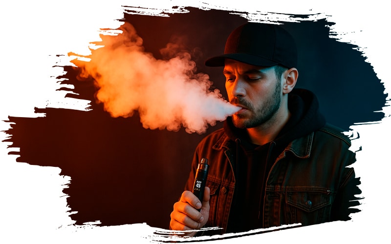 Ein Mann dampf mit dem ELFBAR ELFX PRO
