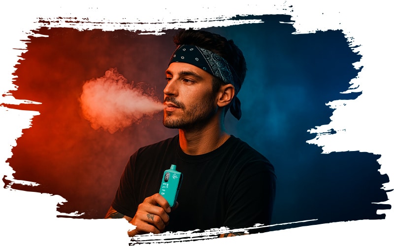 Mann mit Bandana dampft einen ELFBAR MAX