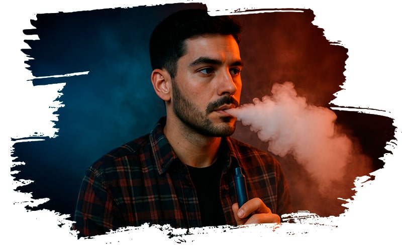 Junger Mann mir kariertem Hemd genießt seinen GZUZ H3 Vape