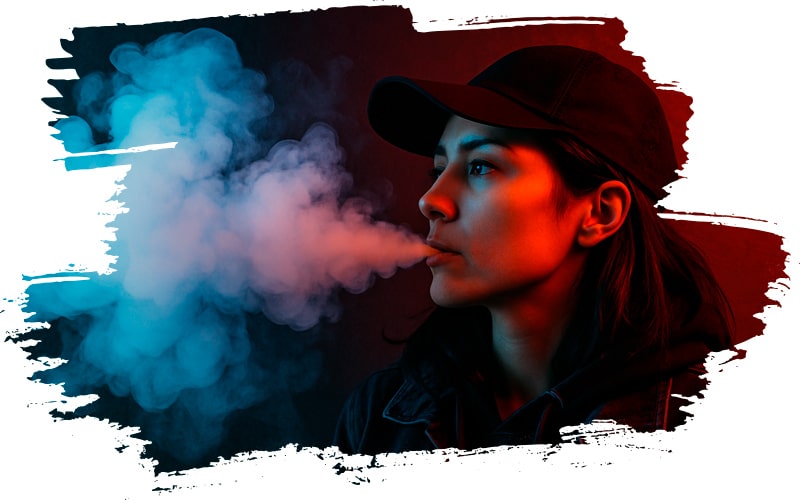 Junge Frau dampft H3 Superior Vapes