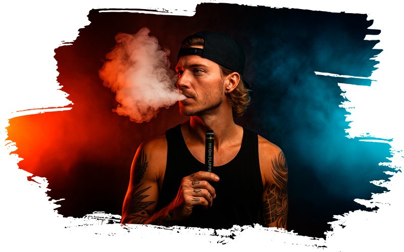 Mann mit Cap genießt seinen H4 Superior Vape