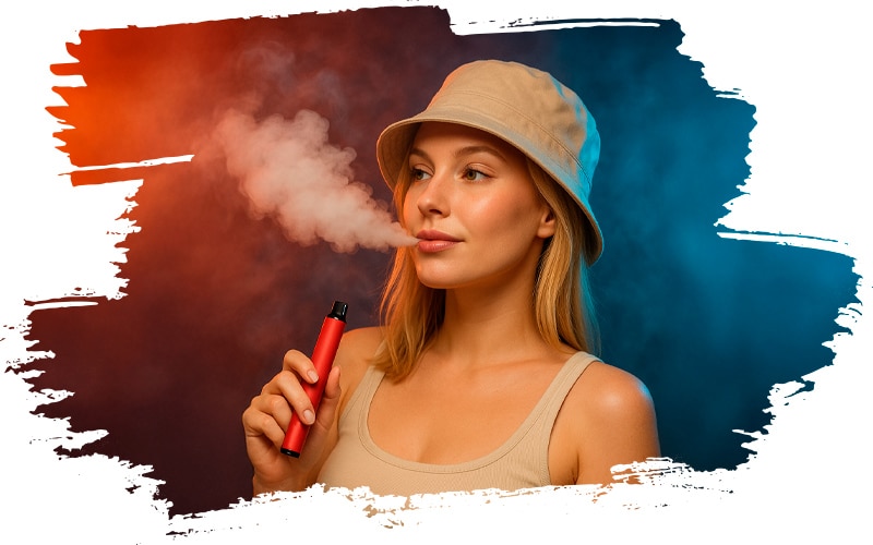Junge Frau mit Anglerhut genießt Koljas H3 Vapes