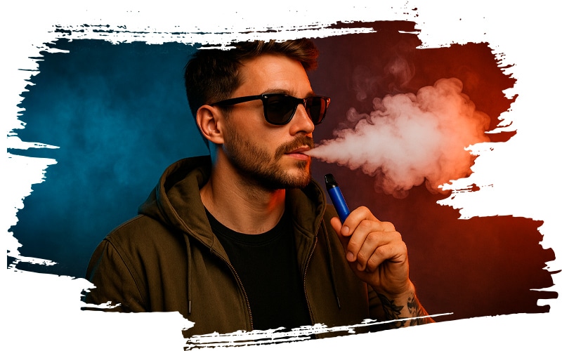 Junge Mann mit Sonnenbrille genießt Koljas H3 Vapes