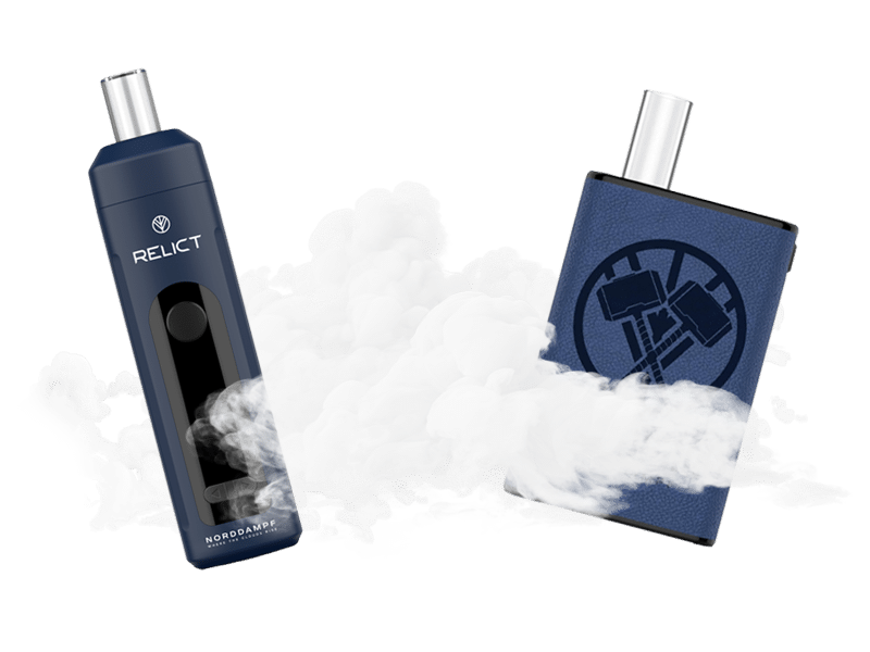 Zwei Vaporizer in einer Dampfwolke